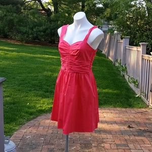 EXPRESS bright hot pink wide strap Ruched dress 12